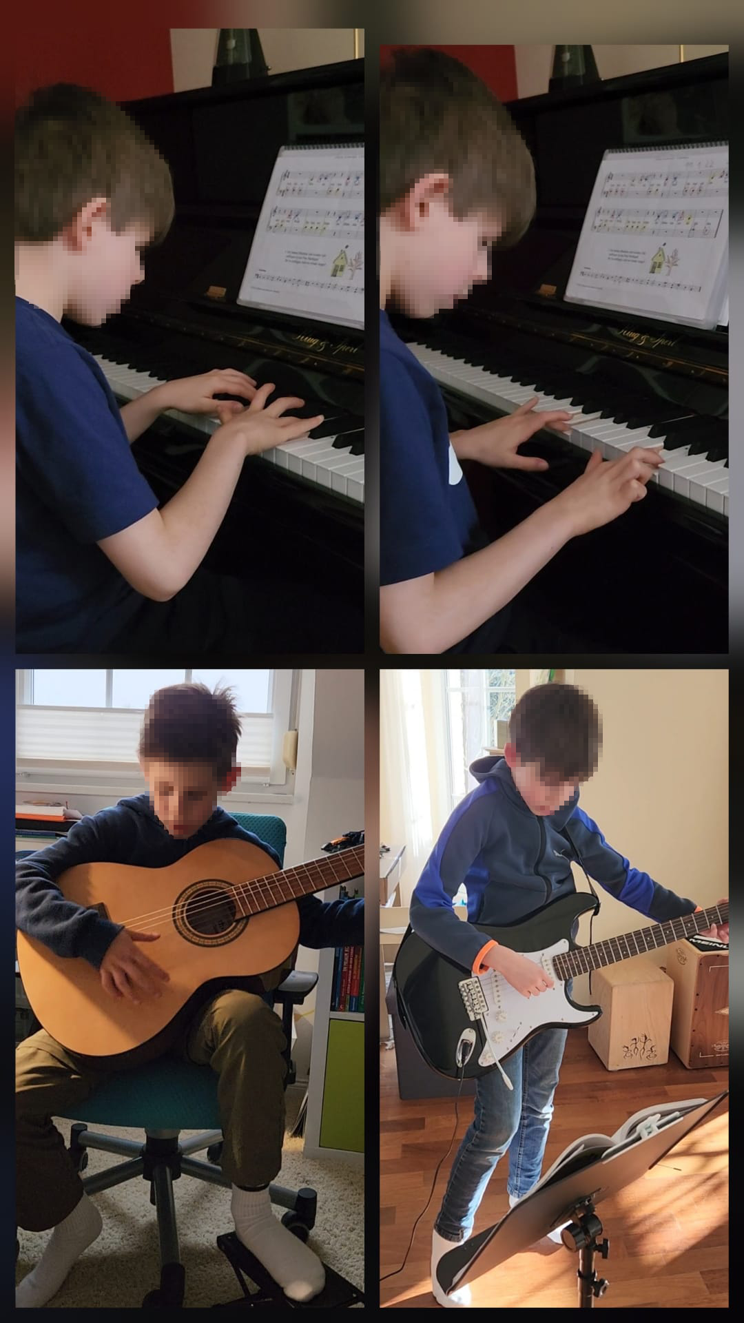 Alex spielt Klavier und Gitarre